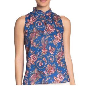 J.Crew Liberty Fabric Floral Belle Ruffle Neck Sleeveless Blouse Size 4